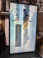 Front view of the 50-inch LG TV screen showing a no signal message with nature background image.