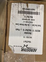 Label on box showing brand Aero Star, model MERV 11, dimensions 16x25x1, pack of 6 filters.