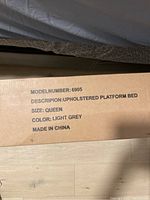 Cardboard packaging showing model number 6905, size Queen, color Light Grey, made in China