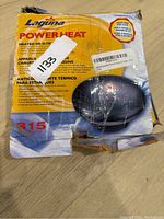 Front of the Laguna Power Heat heated de-icer box showing brand, product name, and basic usage information.