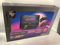 Front side of box showing console image and contents