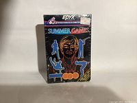 Front view of Summer Games boxed Atari 2600 game with colorful sports-themed artwork and Epyx branding.