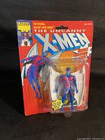 Front view of the sealed X-Men figure packaging showing character and blister pack details.