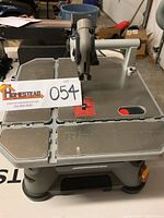 Rockwell Blade Runner table saw showing front view with the blade and base.