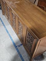 Front and top view of entire dresser showing overall dimensions and finish