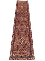 Full-length view of runner on white background showing overall floral pattern