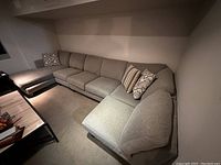 Overall view of five-piece sectional sofa in configured layout