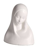 Front view of the porcelain Madonna figurine showing delicate facial features and veil.