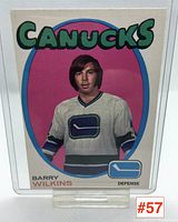 Front of Barry Wilkins Canucks hockey card showing player portrait and team branding