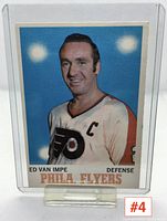 Front view of Ed Van Impe hockey card showing player portrait and team details