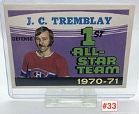 Front of hockey card showing J.C. Tremblay in Canadiens jersey and 1st All-Star Team 1970-71 text.