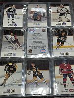 Partial set of 9 cards featuring Darryl Sittler, Johnny Bower, Boris Salming, Frank Mahovlich, Bobby Orr, Phil Esposito, Rick Middleton, Mats Naslund, and the back of the Esso NHL All Star Collection card.
