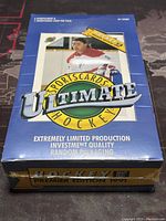Front view of the 1991 Ultimate Hockey Wax Box showing branding and packaging details.