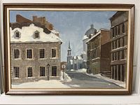 Full view of framed painting showing composition, frame style and overall condition