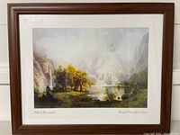 Framed Albert Bierstadt print showing entire artwork and frame.