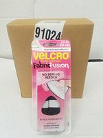 Photo of Velcro Brand Fabric Fusion heat-activated adhesive packaging with detailed product information visible
