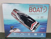 Box front showing the boat on water with key features and branding