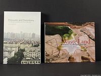 Front covers of 'Pressures and Distortions' and 'Waste Land' books side by side.