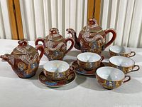 Wide shot showing entire tea service on tabletop