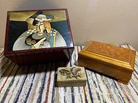 Overview of all three jewelry boxes showing scale and design variation