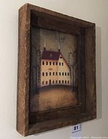 Side angle view of wood box framed print showing textured surface and frame depth.