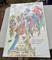 Full view of framed Shaw Festival 1979 poster showing colorful figure and festival details.