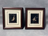 Two framed 925 silver wall decor pieces shown side by side illustrating overall size, frame style and silver artwork.