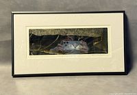 Framed limited edition engraving showing the entire artwork in a black frame from a distance.