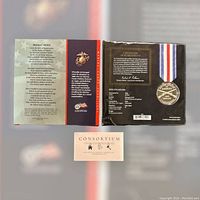Front and back of the Infantry Soldier 2012 Defenders of Freedom Silver Dollar Set packaging, showing the coin, dog tag, and certificate of authenticity.