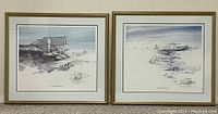 Both framed lithographs side by side, full view