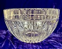Side view of crystal bowl showing fluted body shape and thickness.