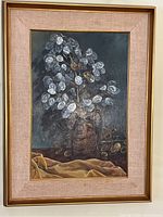 Full view of framed and matted oil painting