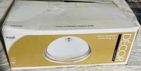 Box showing Globe Decor branding, image of the light fixture, dimensions and model details.