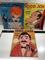 Three vintage Dell 1000 Jokes comic magazines from 1953 arranged in a row showing front covers with colorful mid-century cartoon art.