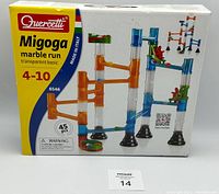 Front view of box showing assembled marble run image and product name.