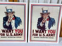 Two identical Uncle Sam WWII recruiting posters together, showing both prints side by side.