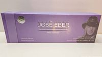 Purple Jos Eber Pro Series straightening iron box with branding and product description showing titanium infusion and negative ionic technology.