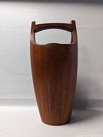 Full view of teak ice bucket showing the complete original wooden structure.