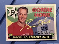 Front of the 1971-72 OPC Gordie Howe Special Collector Card showing portrait, number, name, signature, and title 'Mr. Hockey'.