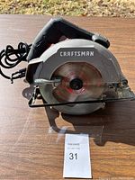 Front view of the Craftsman circular saw showing blade and handle