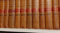 Books on shelf showing years 1907, 1908, 1909, 1910, 1911 with volumes 1 and 2 where applicable, titled Law Reports Chancery Division.