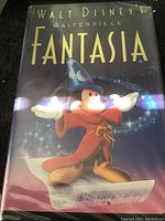 Front cover of Walt Disney Fantasia VHS showing Mickey Mouse as the sorcerer in colorful artwork.