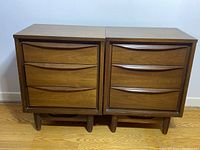 Front view of both bedside tables side by side on hardwood floor