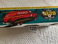 Box side artwork showing the 1939 Texaco Dodge Airflow tanker truck in red with Texaco branding.