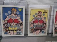 Three Punch-Out scratch cards showing Glass Joe, Von Kaiser, and a partial card on right edge.