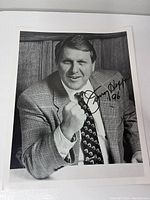 Front view of signed black and white photo of Jimmy Hoffa Jr, showing signature and date in black ink.