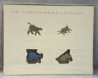 Front view of framed mixed media artwork 'The Toronto Stock Exchange' showing title, constellations and grid.