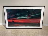 Full front view of the custom framed Aenami art print showing the entire piece flat against a wall.