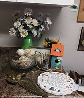 Full lot overview with all eight items together on a kitchen counter