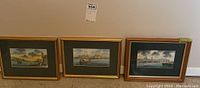 Three framed watercolor prints by Carmelo Galea shown together on a wall.